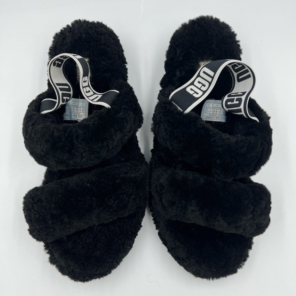 UGG Black Fluff Yeah Slide Sandals - Picture 4 of 12
